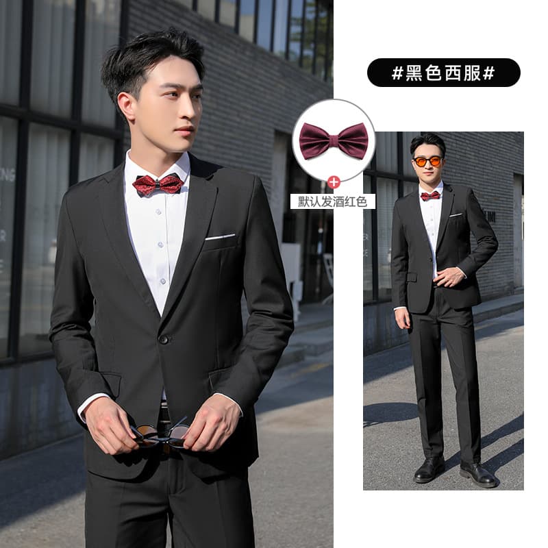 New summer men's suit Korean version slim fit black gray navy suit wedding western hair wholesale work