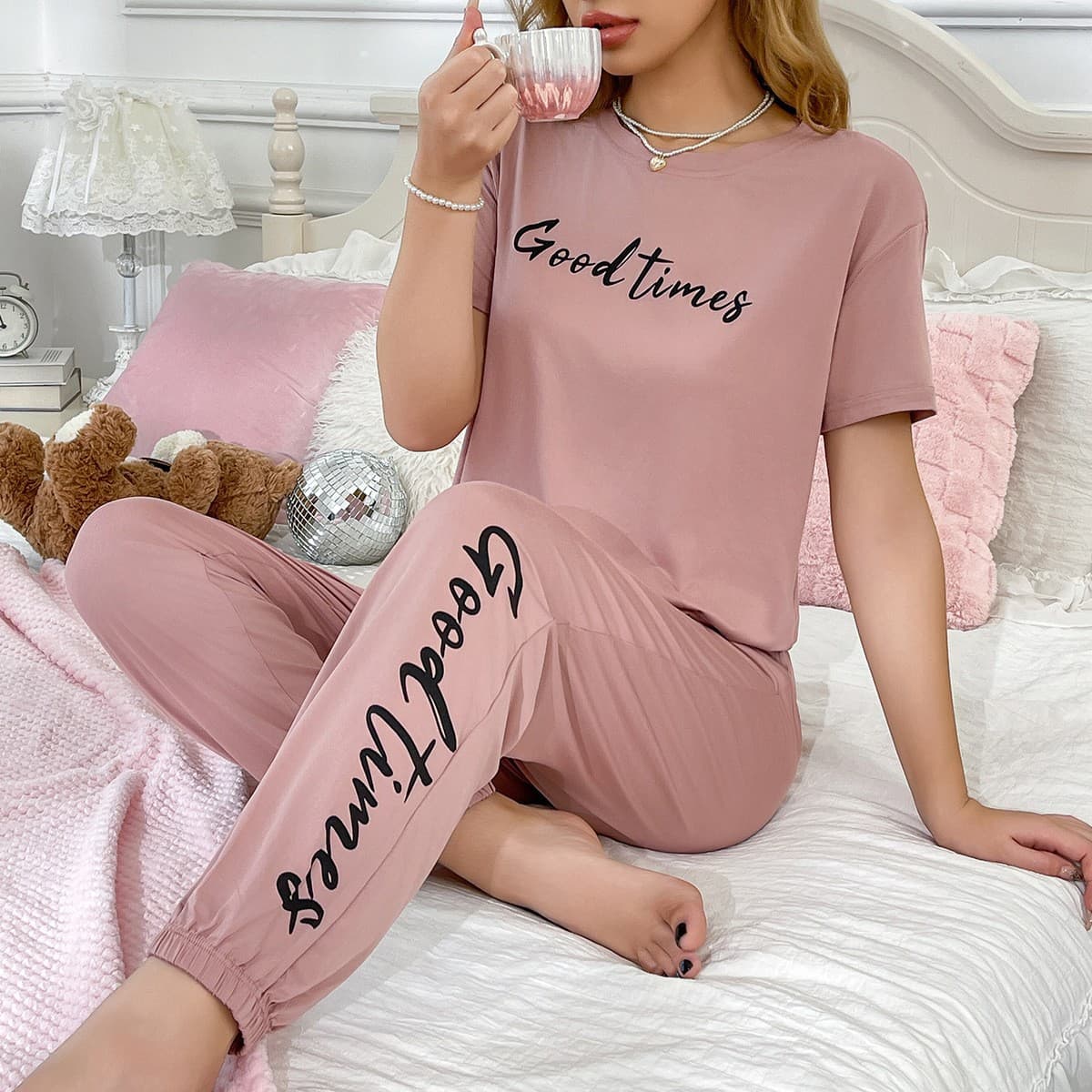 2026 Summer Women's Loungewear Pajama Set Comfortable Casual Simple Versatile Wear-Out