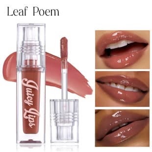 LEAF P0EM Cross-border Water Gloss Plump Lips High-Shine Mirror Lip Gloss Moisturizing Hydrating Pearl Shimmer Lip Lacquer