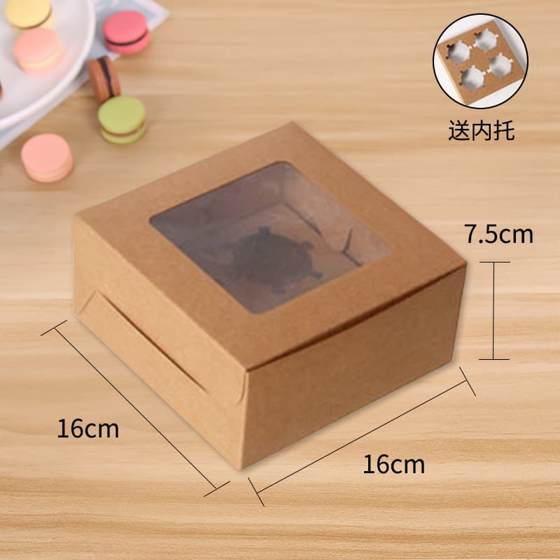 Bakery Dessert Packaging Box Cake Snow Lady Niu Pi Paper White Cardboard Muffin Cup Egg Tart Takeaway Box Wholesale