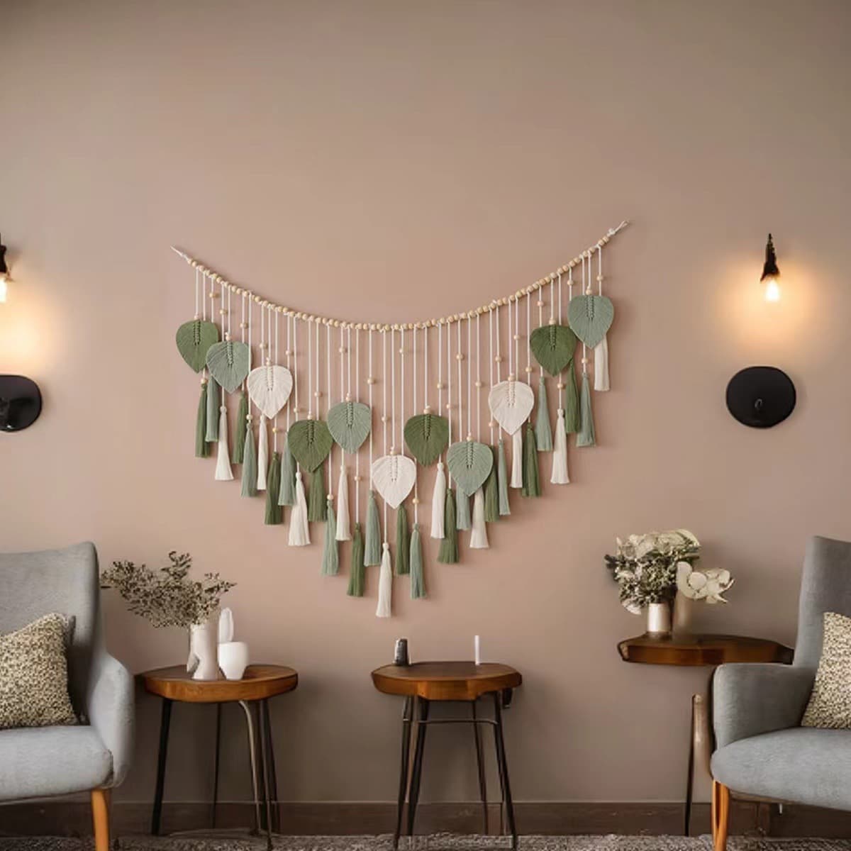 New Creative Handwoven Cotton Rope Leaf Tapestry Bohemian Style Home Wall Decoration Room Hanging