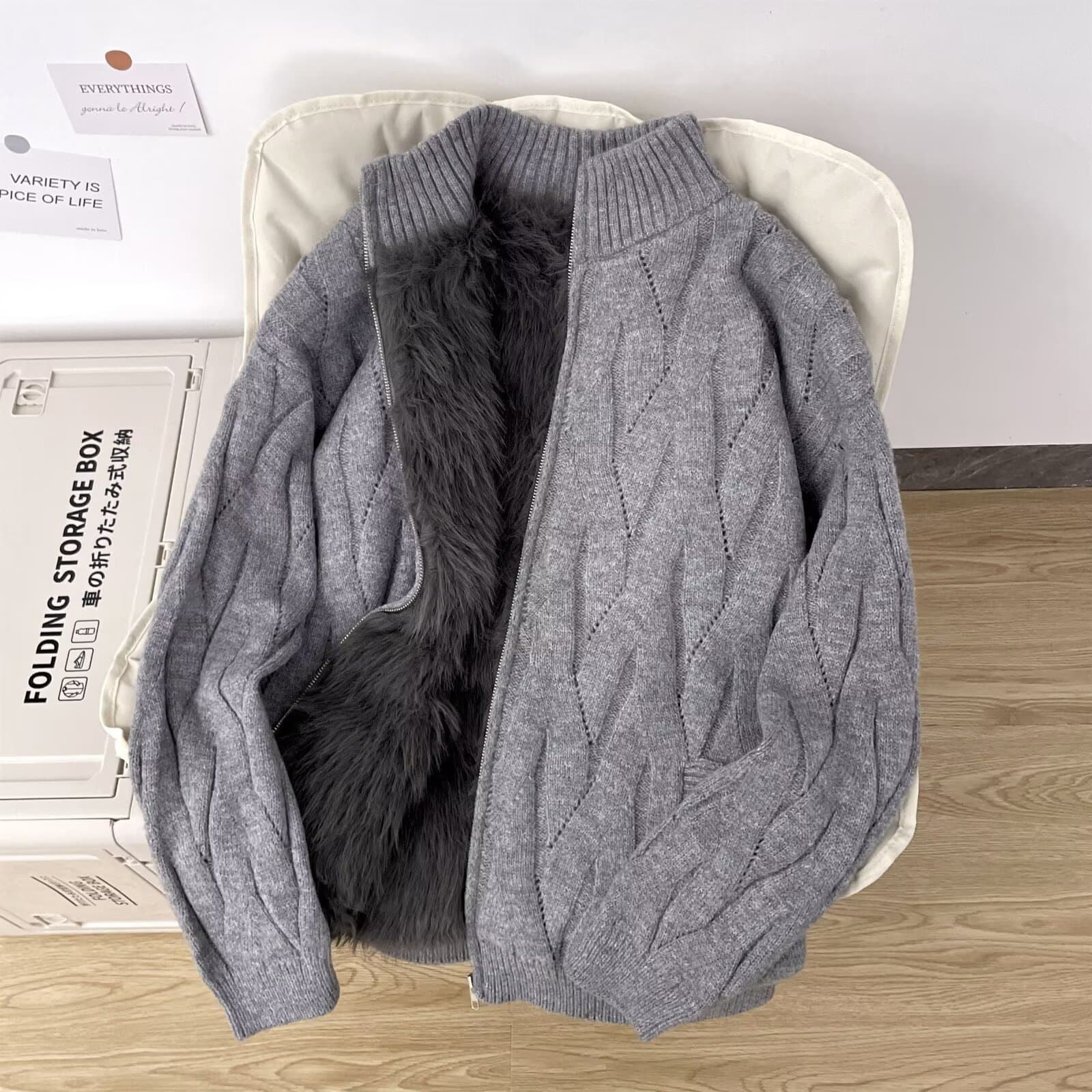 Winter new velvet cardigan men's three-dimensional rhombus jacquard sweater lazy loose versatile sweater jacket trend