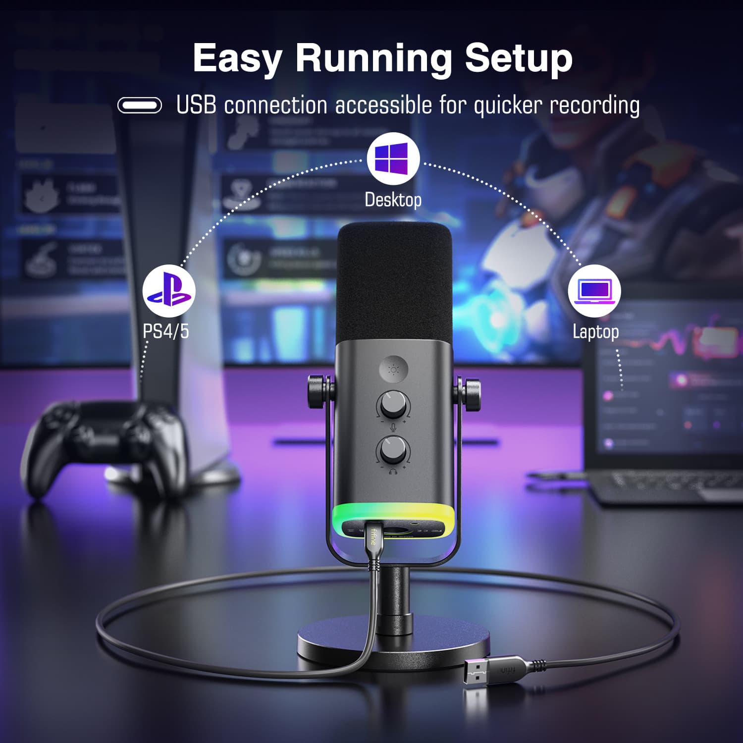 FIFINE AMPLIGAME AM8 RGB Gaming Microphone