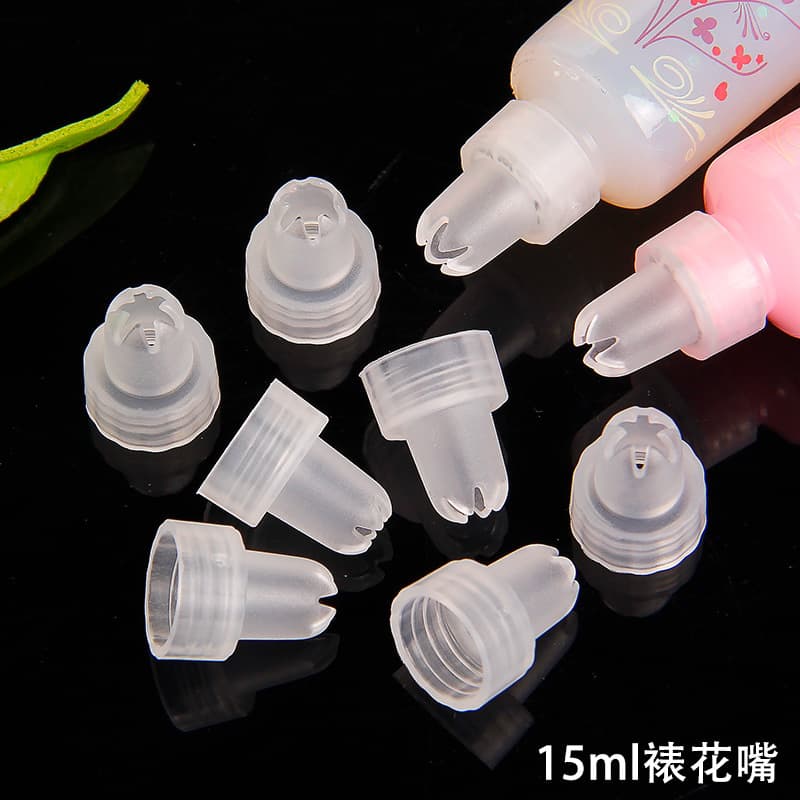 New 15ml Cream Glue DIY Plastic Piping Nozzle Factory Wholesale 6-Tooth Small Nozzle Bulk Shipment