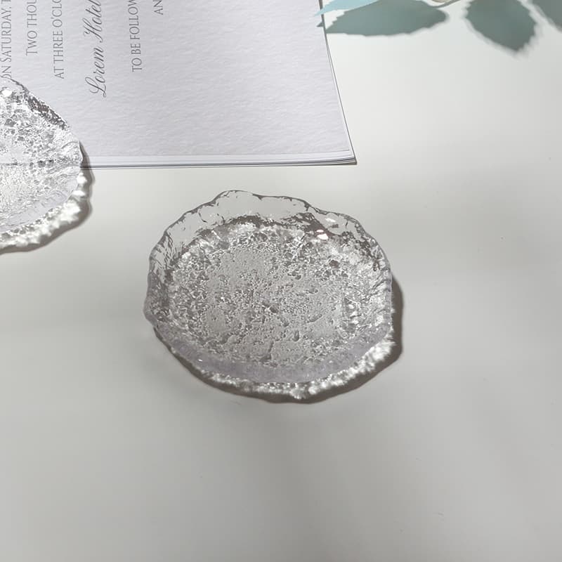 Irregular Shaped Glass Tray for Jewelry, Nail Art, Photography Props, Transparent Storage Tray