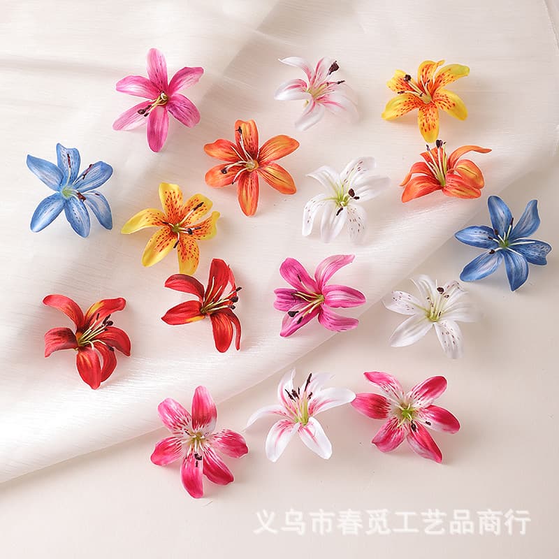 Simulated 7cm Lily Flower Head Corsage Headdress DIY Flower Home Wedding Hanfu Garland Decoration Fake Flower Wholesale