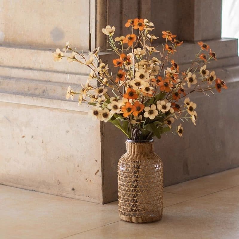 Rustic Vintage Dried Branch Artificial Flowers with Small Plum Blossoms for Home Living Room Table Centerpiece Decor Fake Flowers