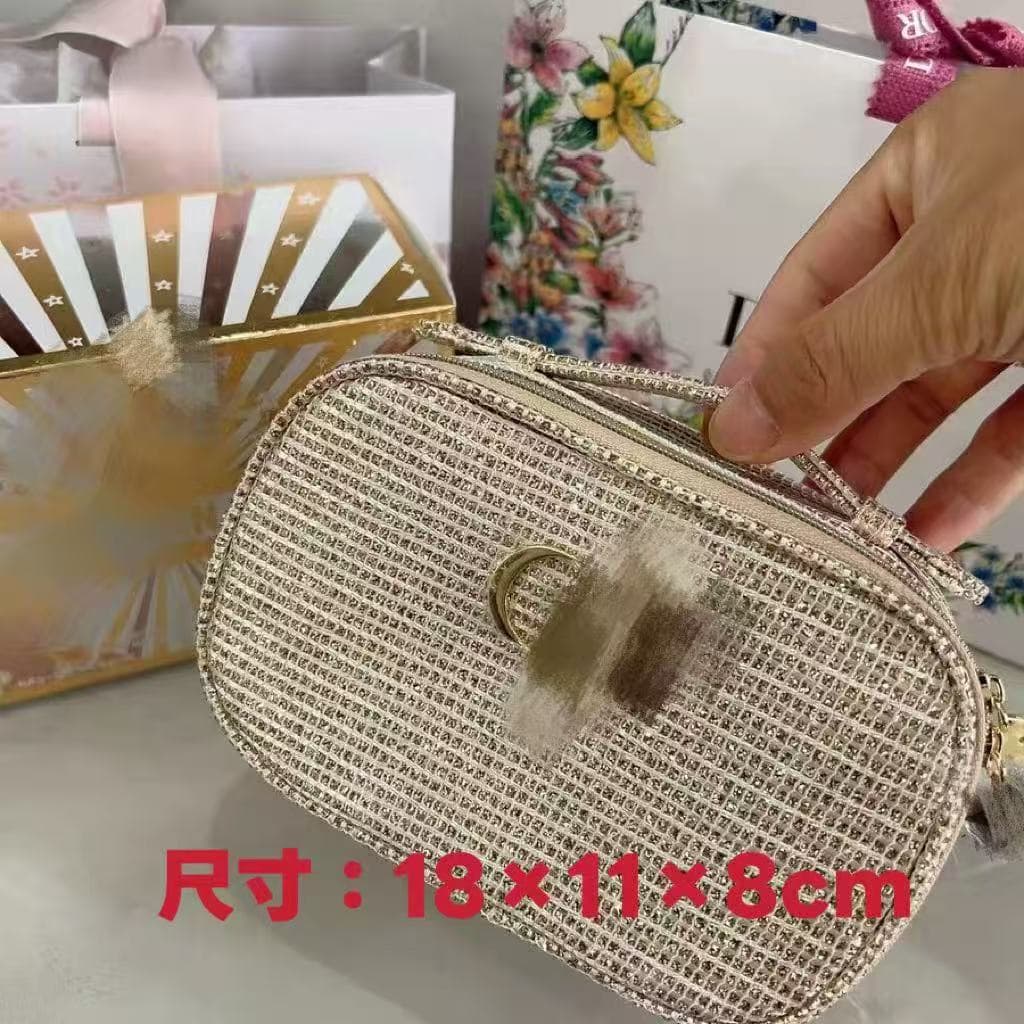 D Di's New Product Gift Christmas Gold Thread Makeup Bag Clutch Bag Di's Set Reveals Gold Thread Five-Pointed Star Makeup