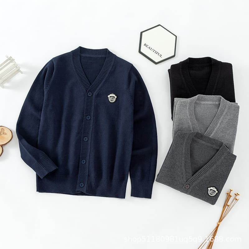 New Cross-Border Korean Style Children's Cardigan Sweater Autumn Long-Sleeve Boys Girls Knitwear School Uniform Wholesale