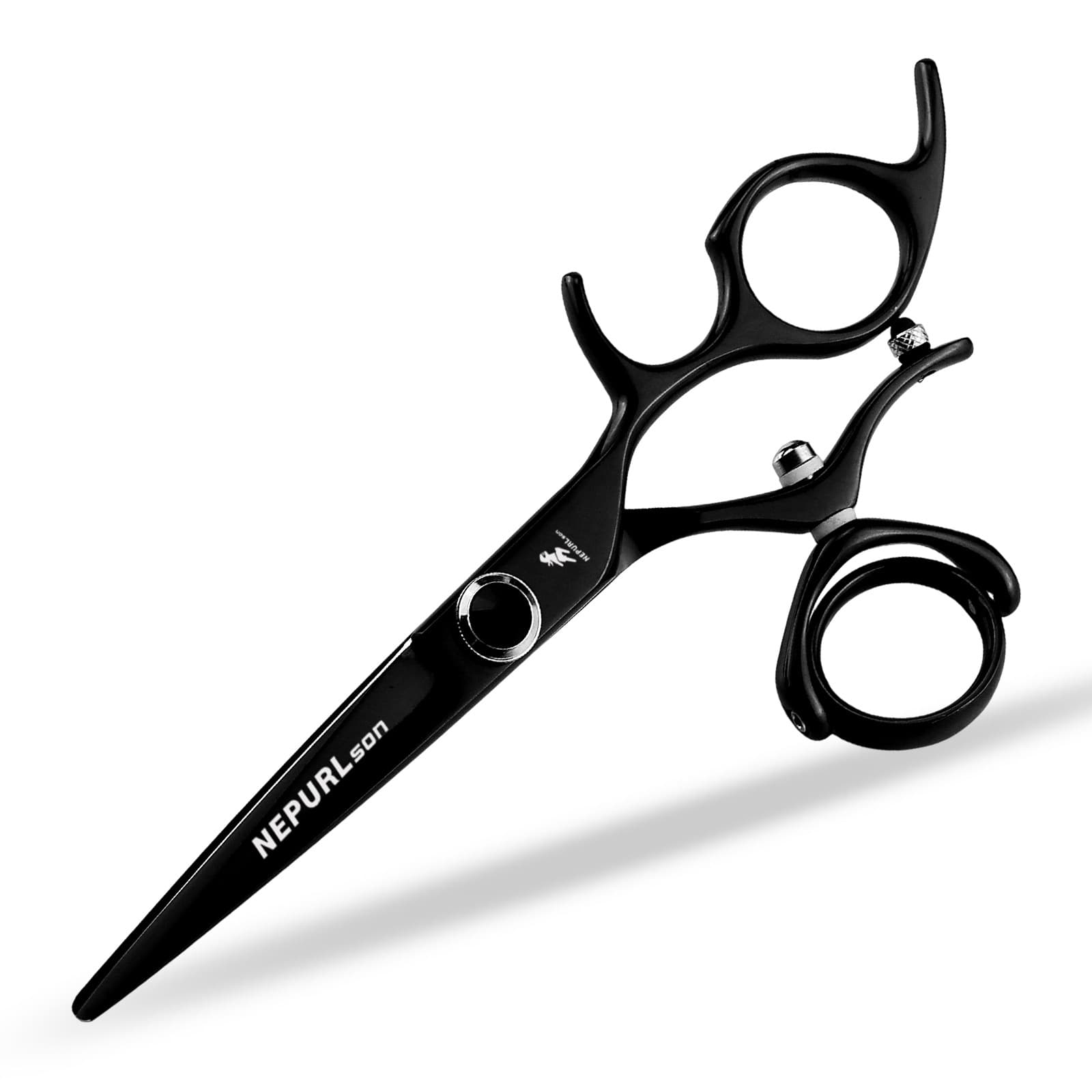 Black 6.0-inch Hair Scissors Barber Shears Straight Scissors Bangs Scissors Thinning Scissors 360° Rotating