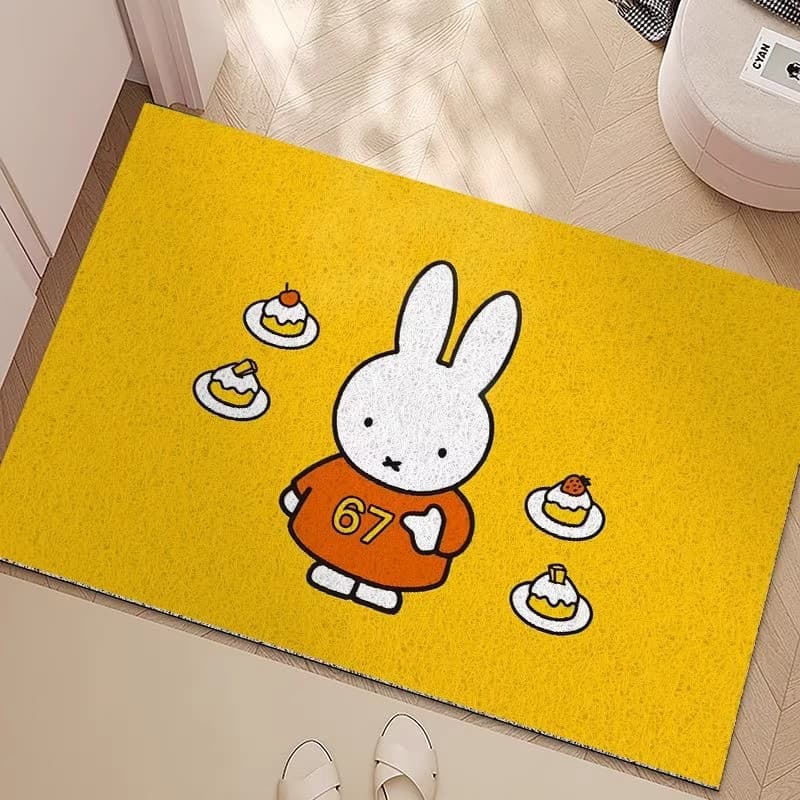 Silk circle cartoon Miffy rabbit floor mat for home entry, dirt-resistant and easy to care for, door mat, entrance shoe changing area, dustproof mat