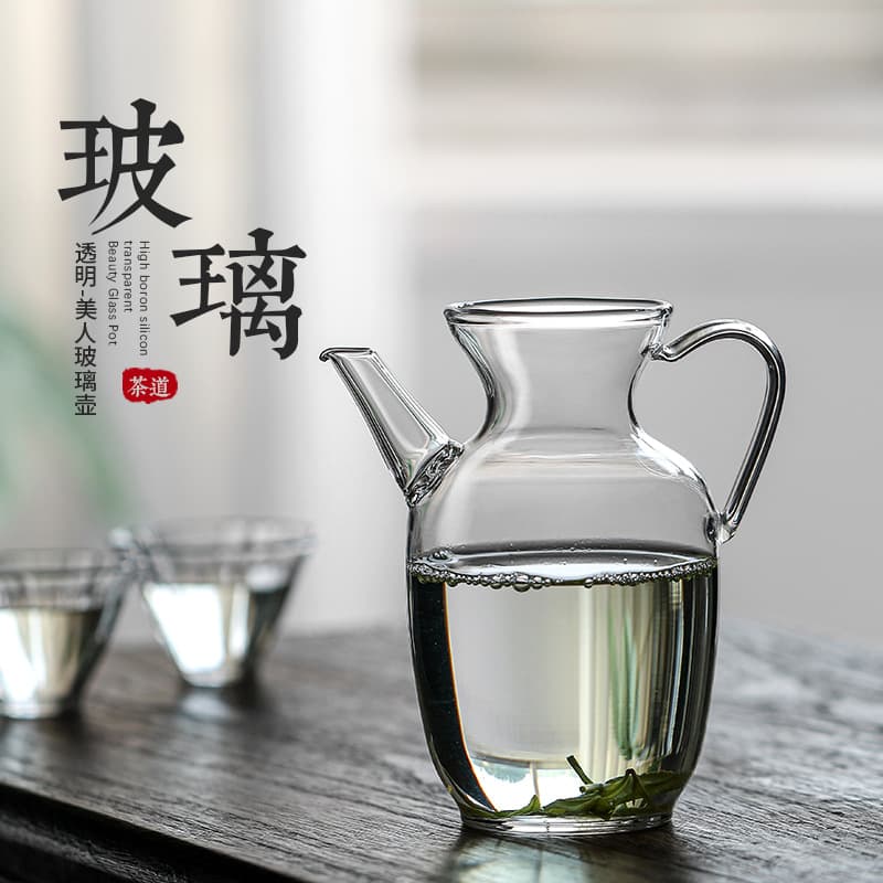 Fangsong-style teapot with built-in filter, heat-resistant glass, thickened, suitable for green tea, Xiaogan tea, glass teapot, can be used on open flame