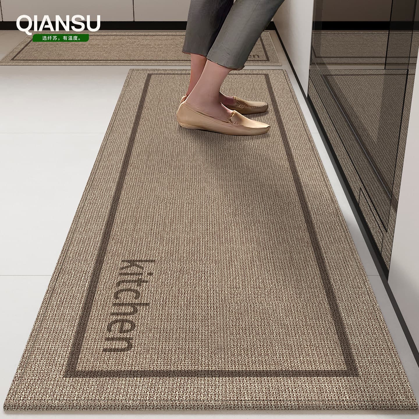 Linen Diatom Mud Kitchen Mat, Non-Slip, Washable, New Absorbent Floor Mat, Durable and Easy to Clean