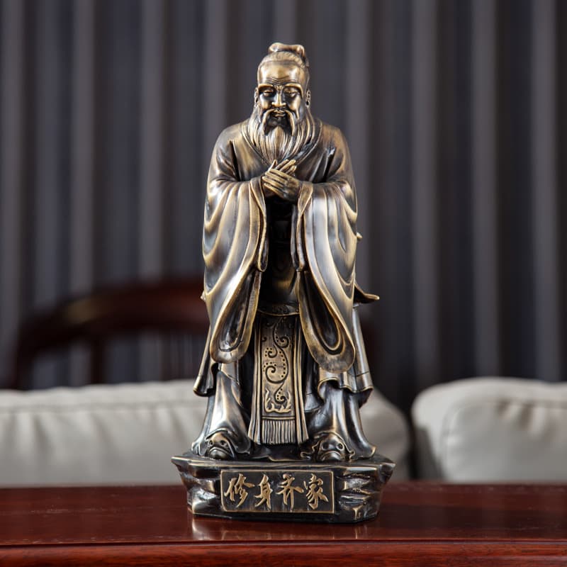 Confucius Statue Ornament Brass Confucius Figure Living Room Study Decoration Gift for Teacher School Anniversary Souvenir Craft