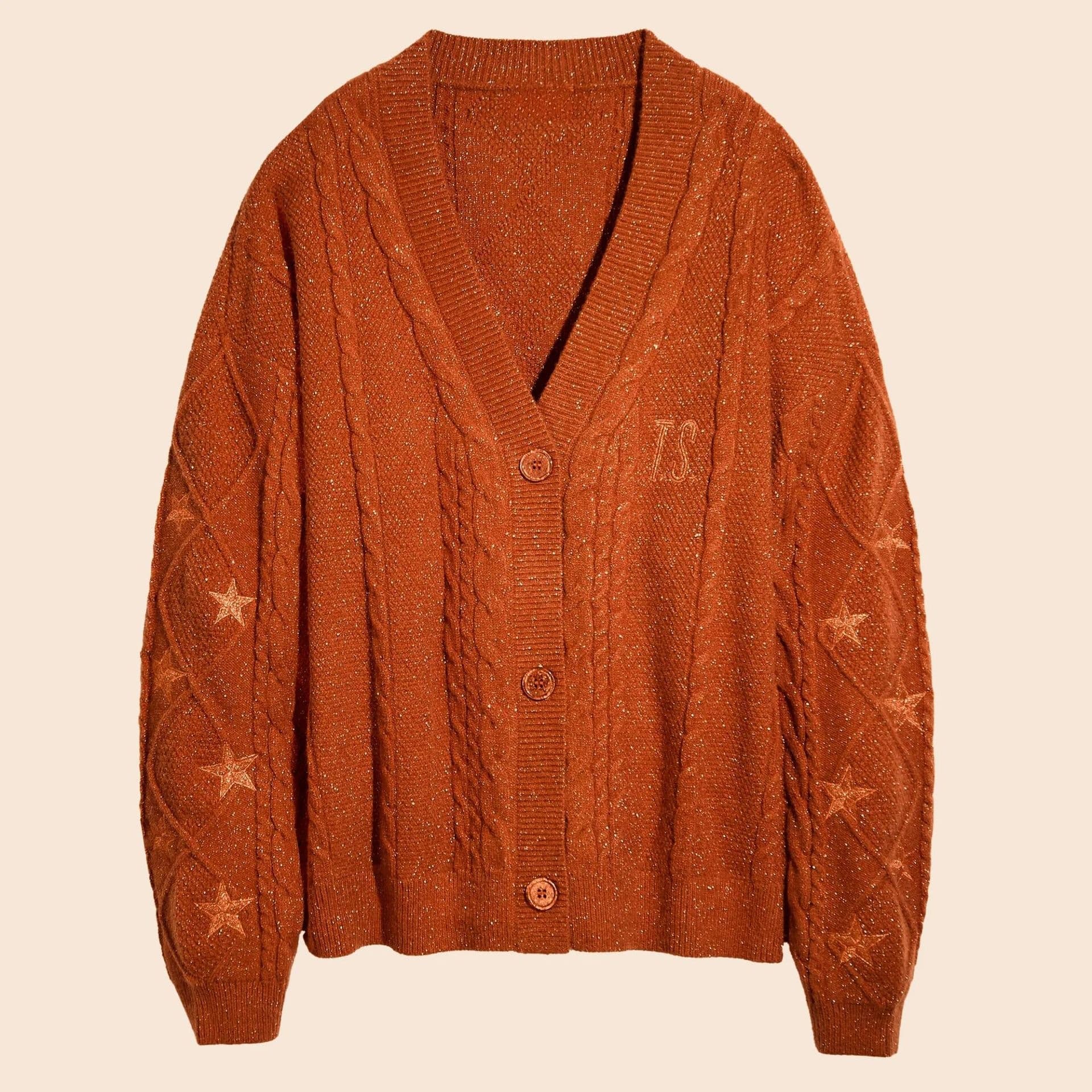 Cross-border Swift's same style Taylor Amazon orange cardigan embroidered stars loose sweater taylor swift