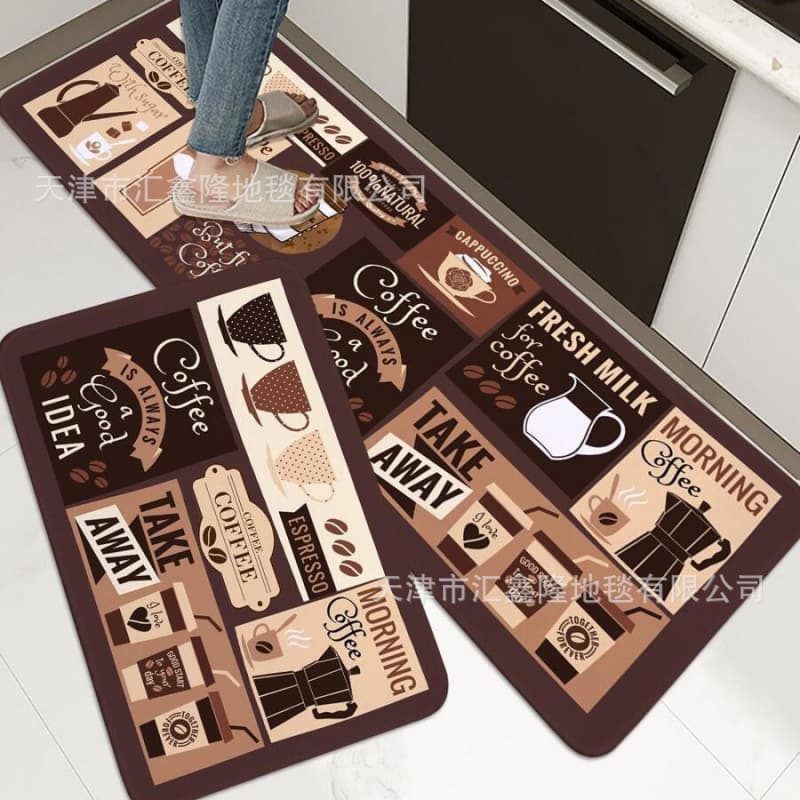 American-style Vintage Kitchen Mat Set of 2, Water and Oil Absorbent, Stain-resistant Foot Mat for Bathroom and Kitchen