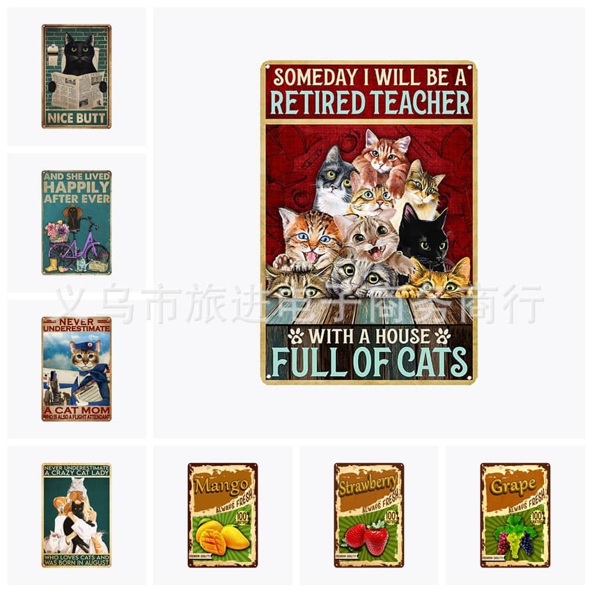 European retro dog-themed decorations, tinplate vintage ornaments, available on Amazon, Wish, and AliExpress.