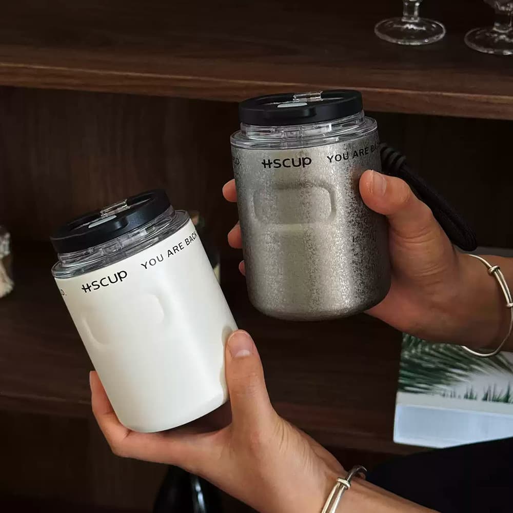 New Minimalist Coffee Cup Portable Compact One Cup Dual-Drink Mini Niche Premium Stainless Steel Vacuum Cup