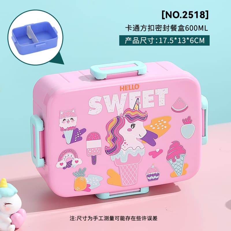 New Cartoon Bento Box High Appearance Student School Lunch Box Outdoor Picnic Fruit Snack Box Sealed Leak-Proof