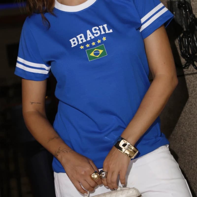 2026 Summer Brazil Flag World Cup National Team Men's and Women's Short Sleeve Crew Neck Casual Letter Minimalist T-Shirt