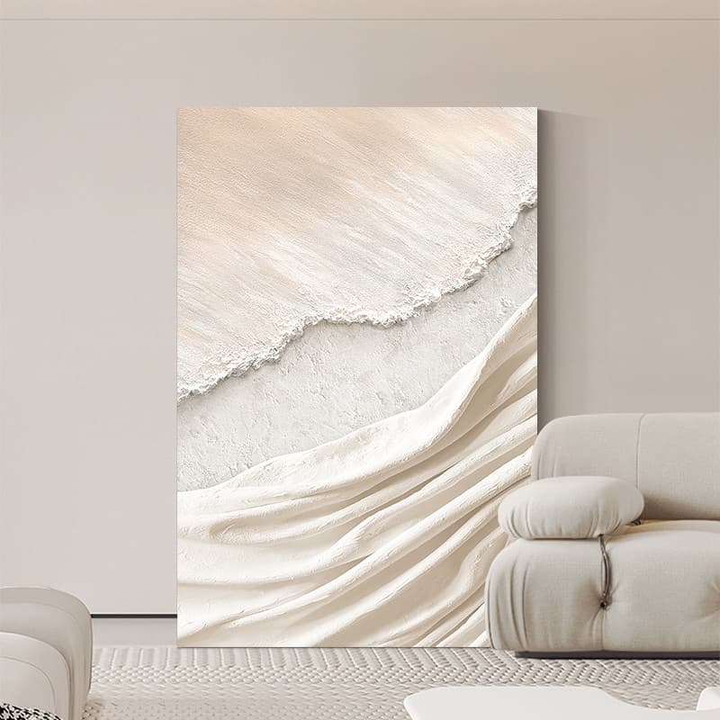 Cream wabi-sabi style living room decoration painting, high-end abstract texture mural, entrance hanging painting, large sofa floor-standing painting