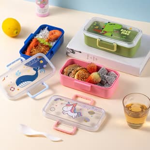Custom Amazon Hot Selling Lunch Box Children's Cartoon Bento Box Microwave-Safe Plastic Lunch Box Factory Wholesale