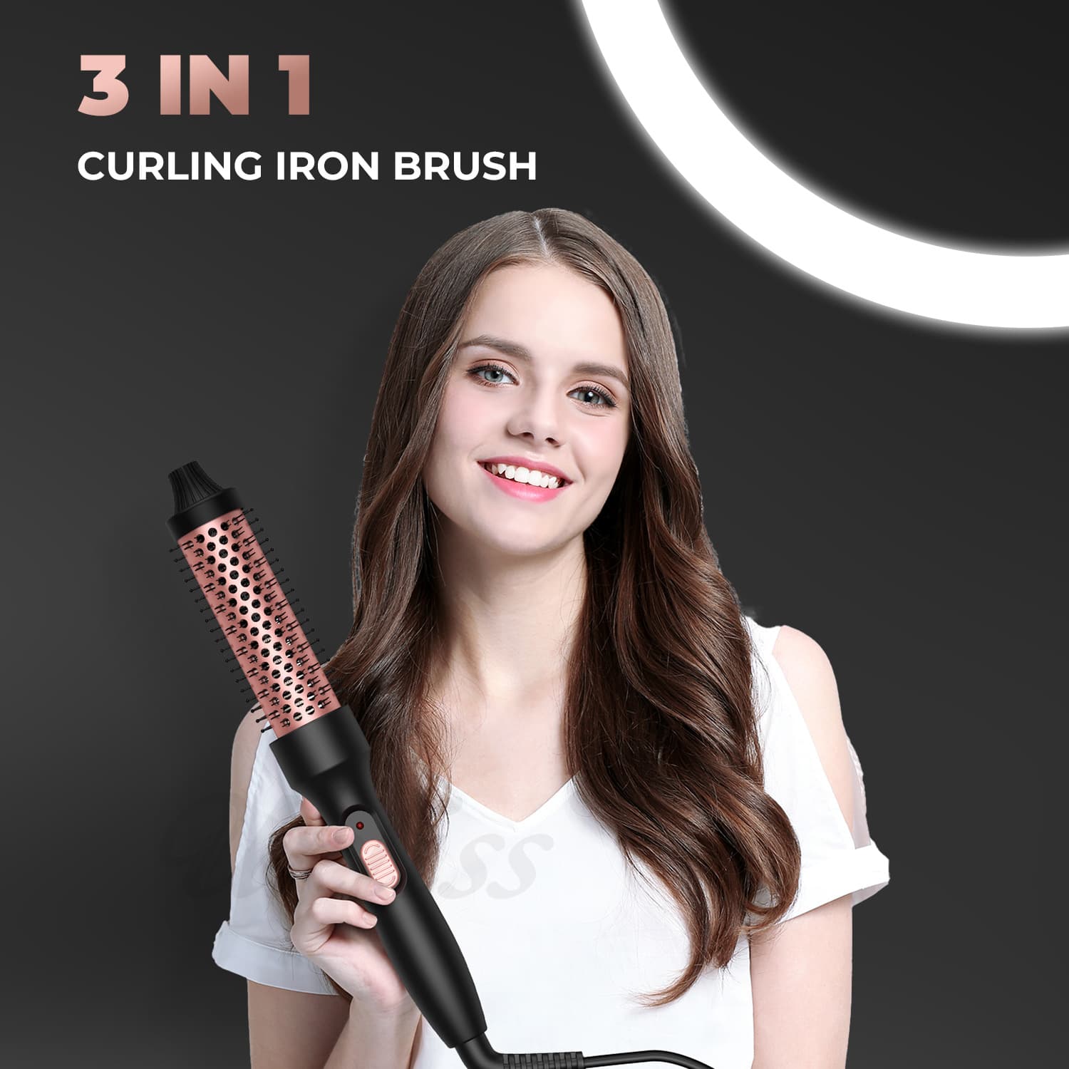 Cross-Border Bestseller Curling Iron PTC Heating Constant Temperature Roller Brush Curler Electric Heat Brush Voluminous Curling Brush Straight Curling