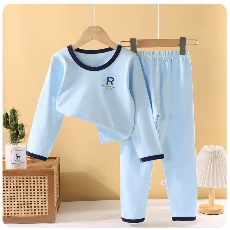 Children's autumn clothes and long-sleeved trousers set, pure cotton long-sleeved home clothes, thermal underwear for boys and girls, medium and large children's pajamas, German velvet style