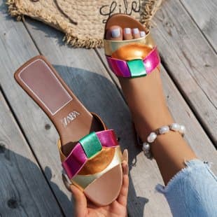 2025 Cross-border Large Size Women's Summer Sandals New Arrival Flat Fish Mouth Comfortable Beach Sandals