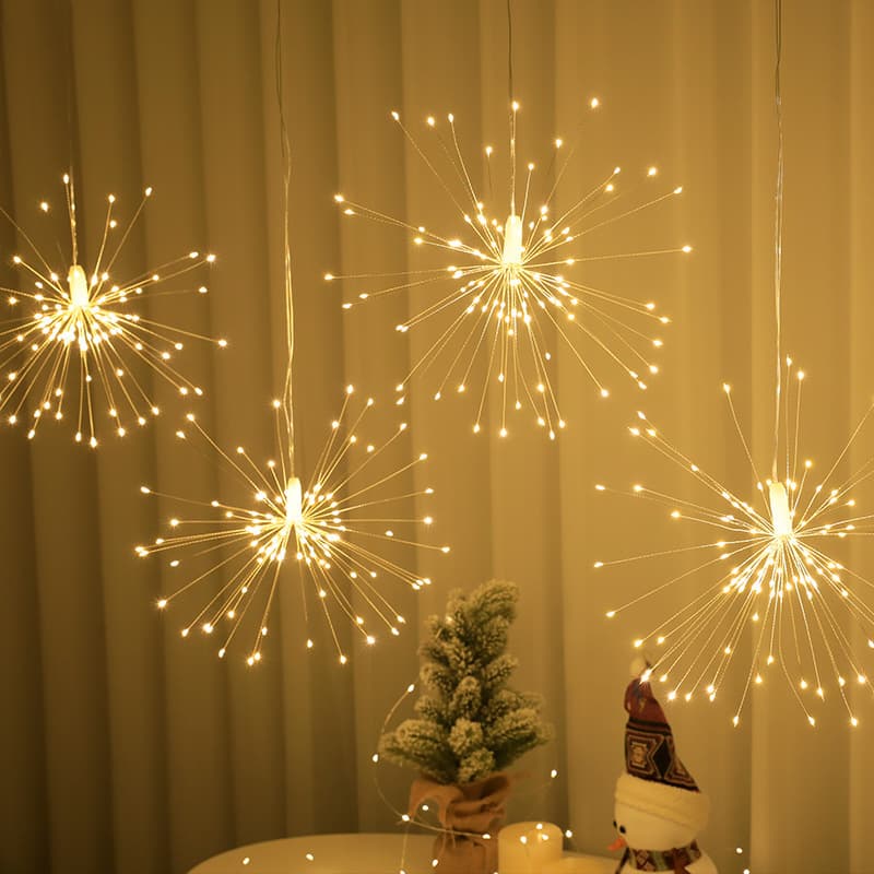 LED Plug-in Hanging Fireworks String Lights Curtain Lights Christmas Decorative Lights Wedding Holiday Background Decoration Fireworks Lights