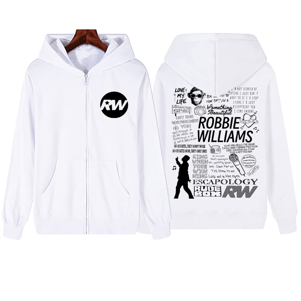 Robbie Williams Zip Up Hoodie Casual Zipper Hoodie Sweatshirt