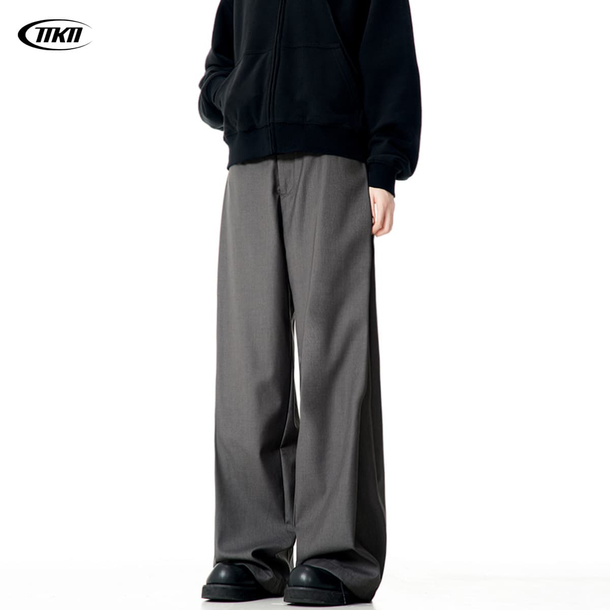 American Retro Wide Leg Pants Loose Fit Straight Cut Long Trousers for Men And Women Youth Fashion Bamboo Fiber Polyester