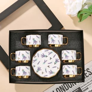 Creative European Electroplated Ceramic Cup Cross-border Coffee Cup and Saucer Set Flower Afternoon Tea Set Business Gift Cup and Saucer