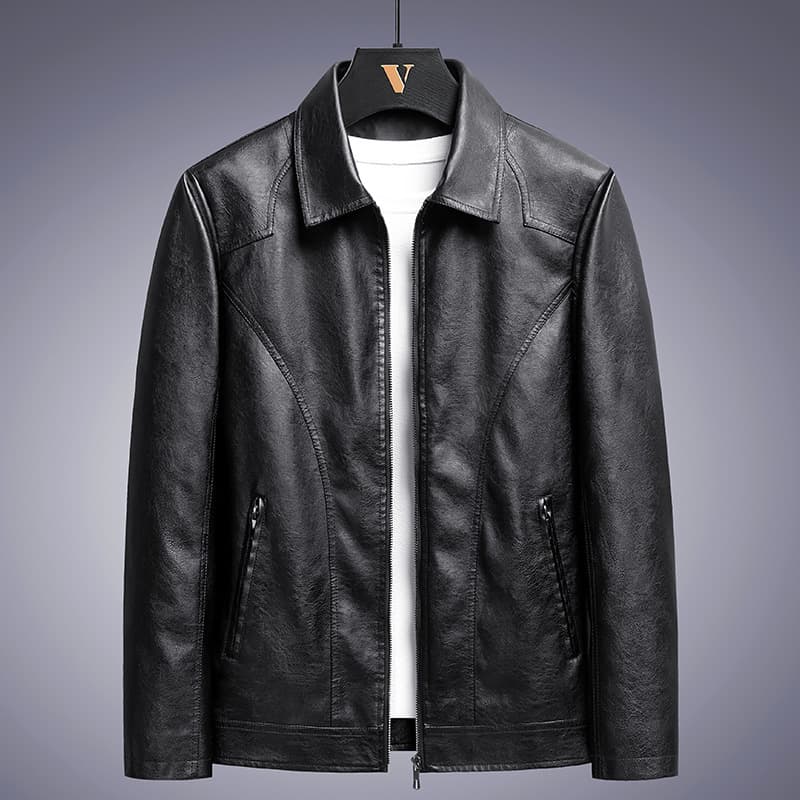 Men's Spring/Autumn Jacket, Comfortable Trendy Brand Leather Jacket, New Fashionable Korean Style Plus Size Men's Leather Coat