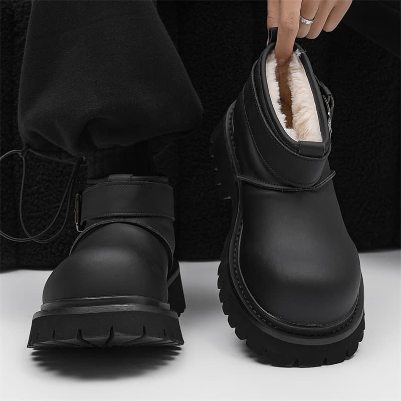 Winter New Style Lined Thick Derby Shoes Thick Sole Height-Increasing Couple Style Mickey Big Head Men's Shoes Cold-Proof Snow Boots