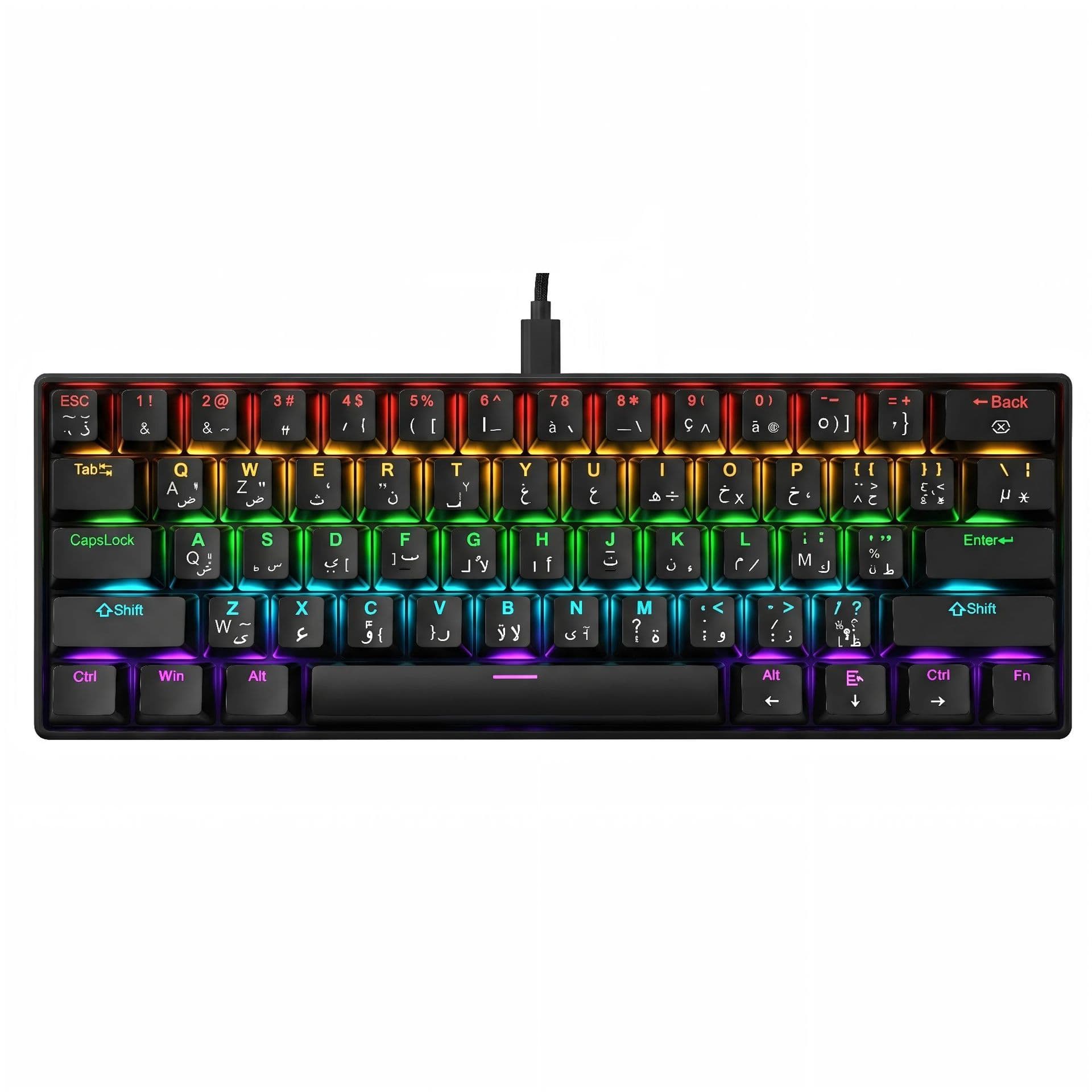 Arabic + French K61 Key Mechanical Keyboard Blue Switch Red Switch Brown Switch Key Separation RGB Lighting True Mechanical