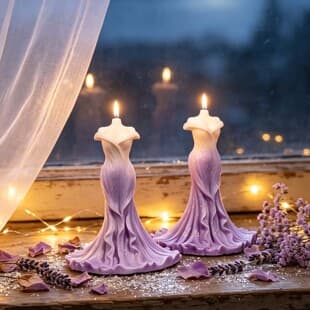 Wedding Dress Candle Figurine Epoxy Resin Mold, DIY Scented Plaster Cement Furniture Decoration Silicone Mold