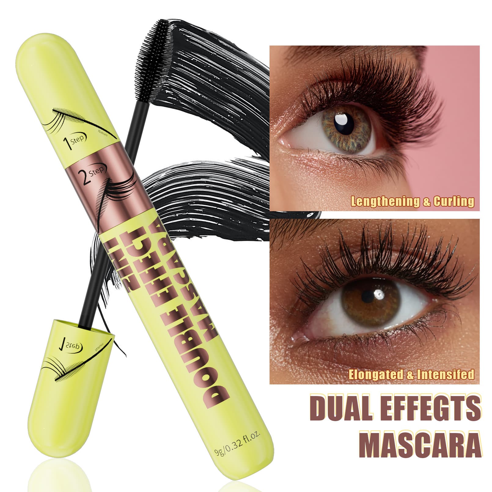 Amazon TK Internet celebrity double-effect mascara, natural long and thick mascara, styling base mascara cross-border
