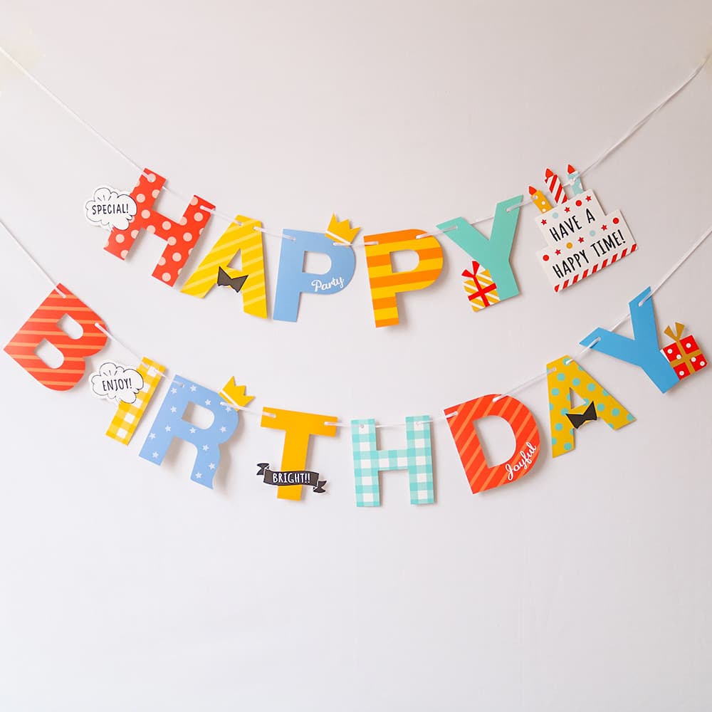 Cake-Shaped Birthday Banner Happy Birthday Background Decoration Banner Baby Birthday Scene Decoration Supplies