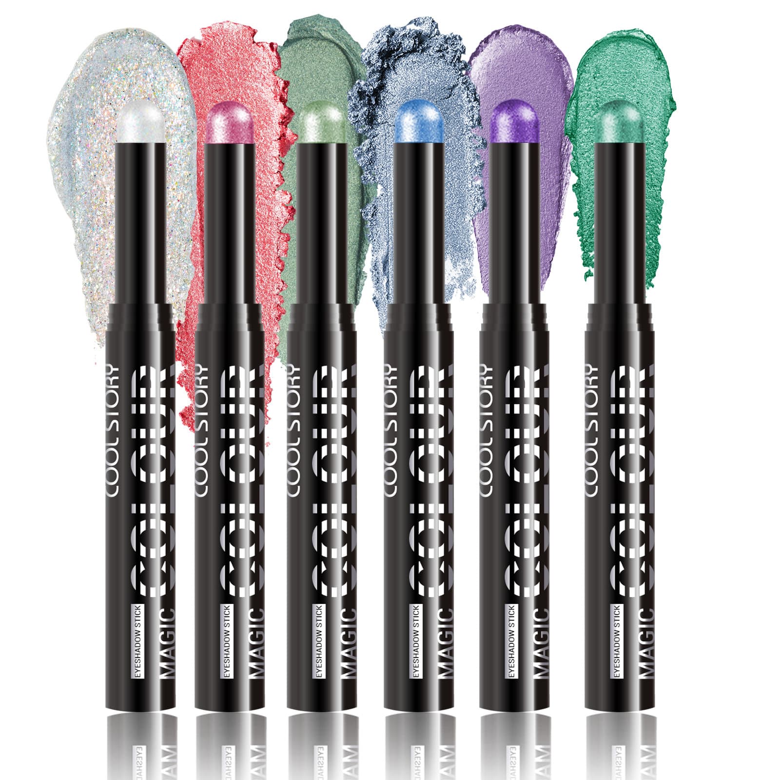 Eyeshadow Stick Set 6-Color Combination, One-Stroke Under-Eye Shadow Stick, Fine Shimmer Highlighter Eyeshadow Cross-Border