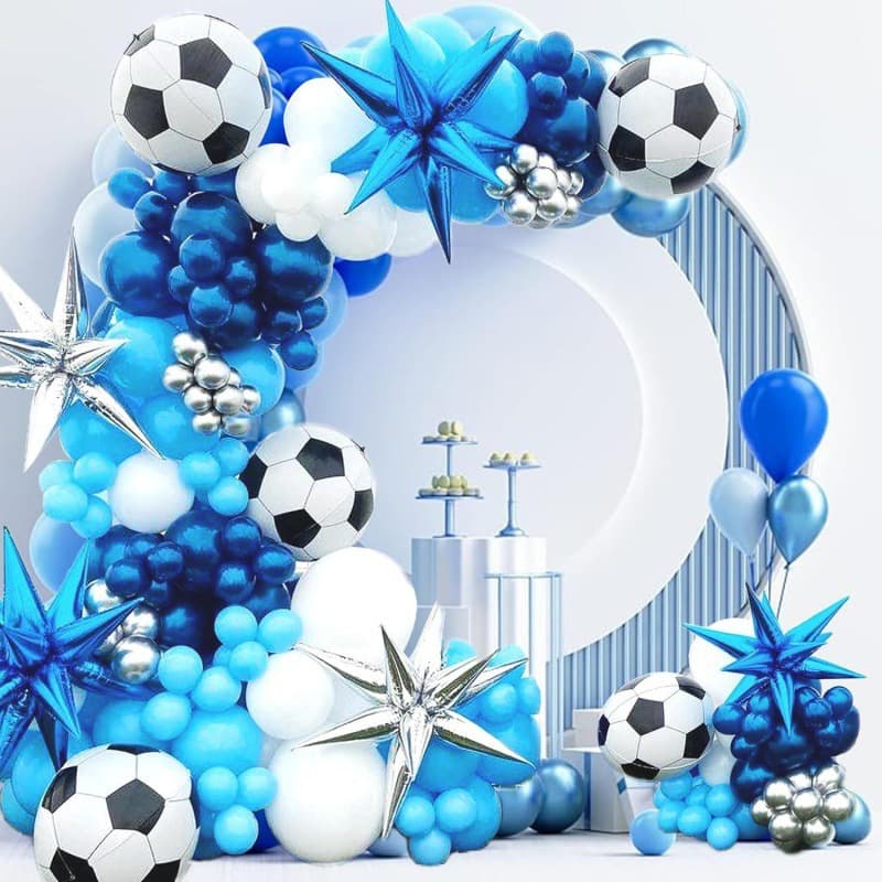 Soccer Theme Balloon Garland Kit Blue Explosion Star Balloons Boy Birthday Party Decoration Supplies Inflatable