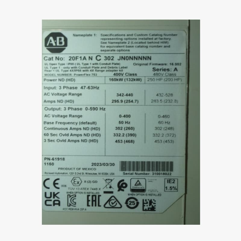 AB Rockwell Inverter 20F1ANC302JNONNNNN