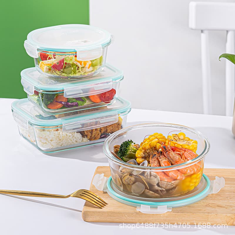 High Borosilicate Glass Preservation Box Microwave Oven Oven-proof Bento Box Workers Lunch Student Meal Divided Type