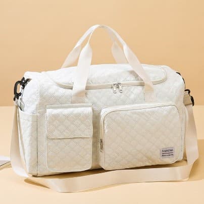 Simple Travel Bag for Women, Sports Large Capacity Lightweight Wet-Dry Separation Storage Bag, Diamond Grid Independent Shoe Compartment Gym Bag