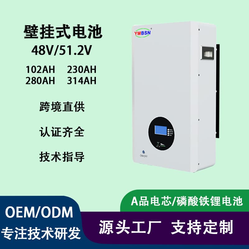 Cross-border exclusive supply of 48v 51.2V100Ah wall-mounted energy storage battery 5 degrees home energy storage solar battery