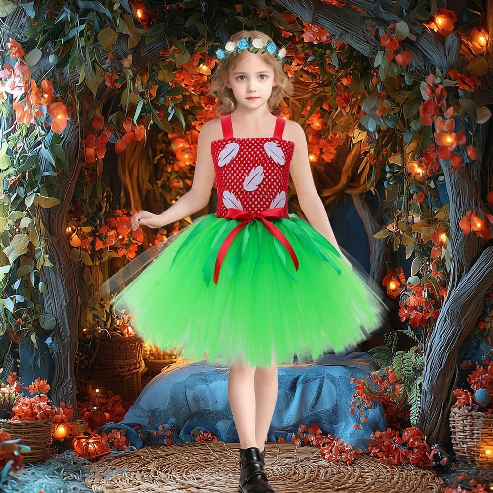 European and American Kids Cosplay Loli Flower Crown Set Beach Performance Dress Cartoon Character Lilo Fancy Dress Costume