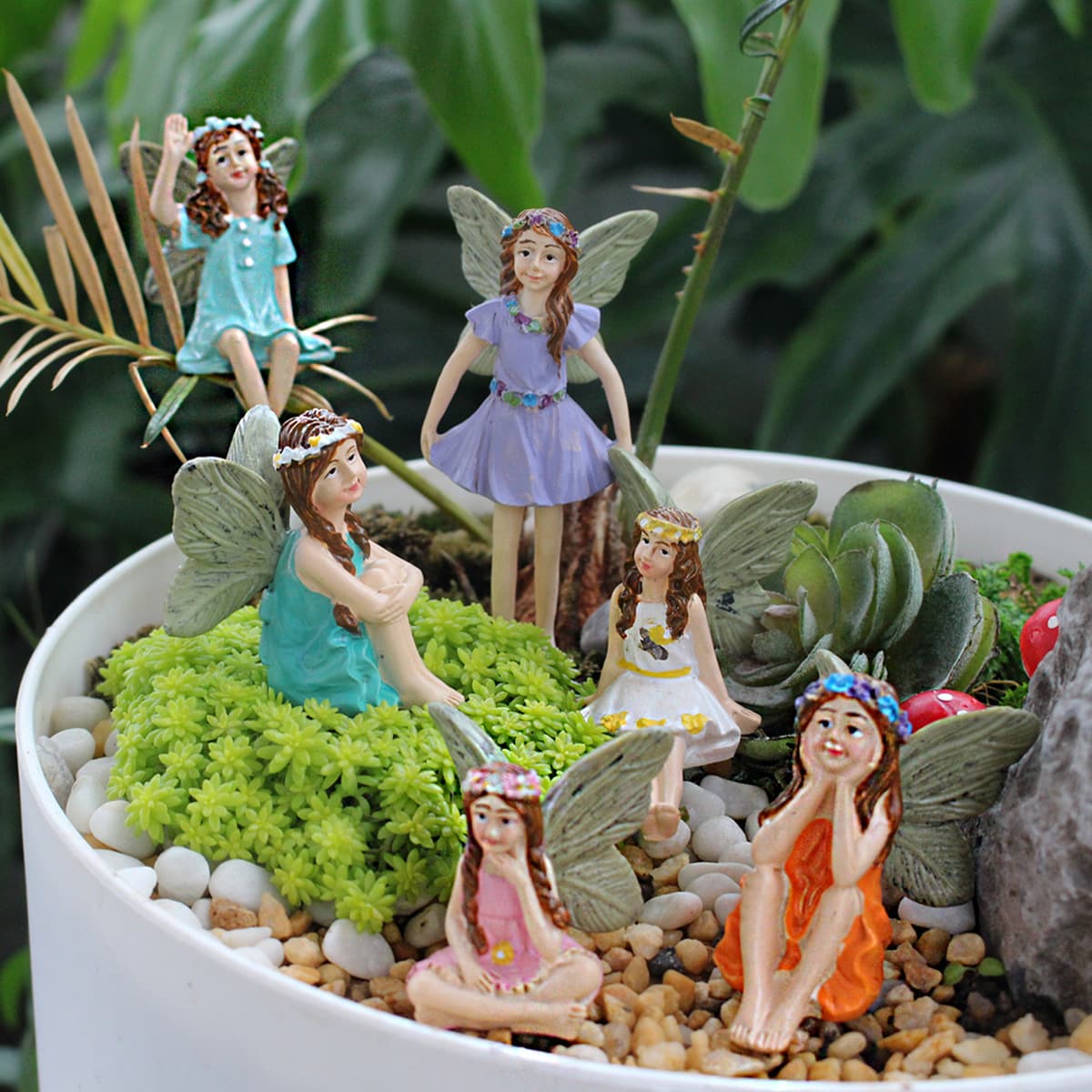 Cross-Border New Product Flower Fairy Garden Figurine Ground Stake Creative Fairy Courtyard Lawn Landscape Decoration Garden Accessories