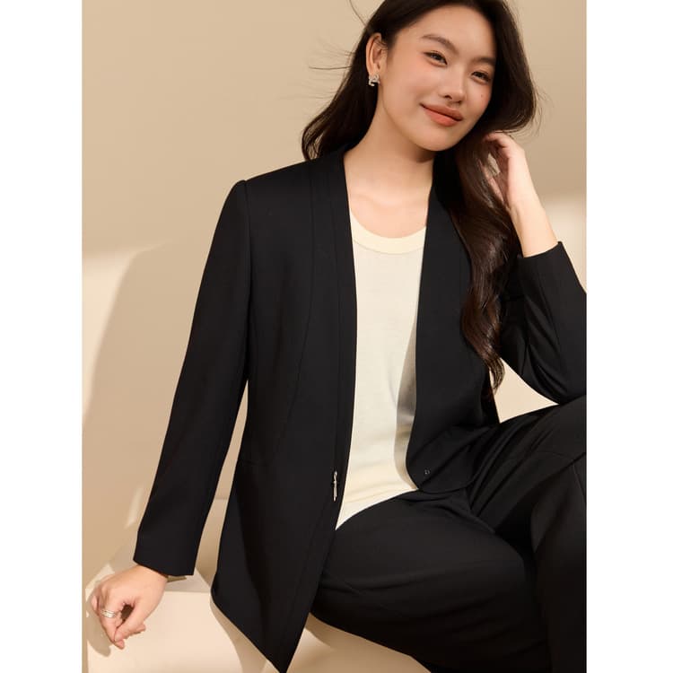 【Minimalist Style Straight Shoulder Blazer】Xian Li Xiu Plus Size Women's Clothing Elegant Commuter Coat for Curvy Girls 2025 Autumn New Arrival
