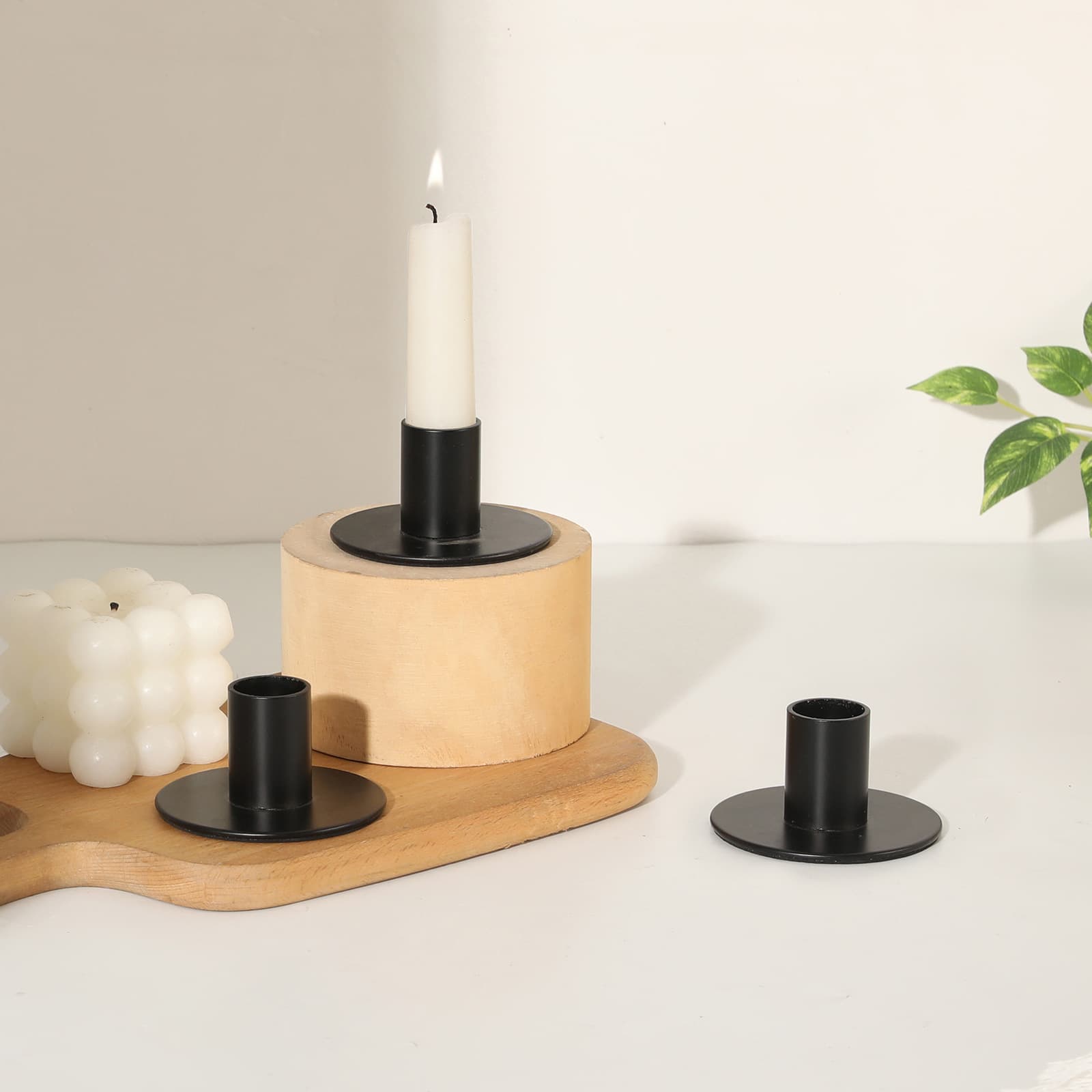 Cross-border European retro black candlestick iron art home decoration candle holder table decoration props party supplies