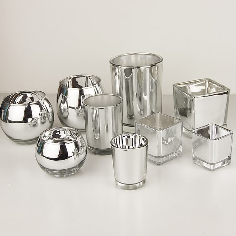 Electroplated silver modern glass candle holder windproof cup homemade candle cup fragrance cup empty material free wax
